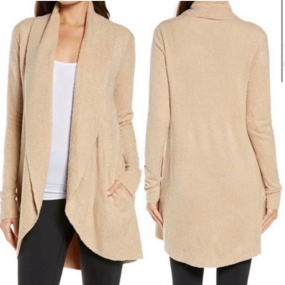 Barefoot dreams cozy chic lite circle cardigan soft camel tan color